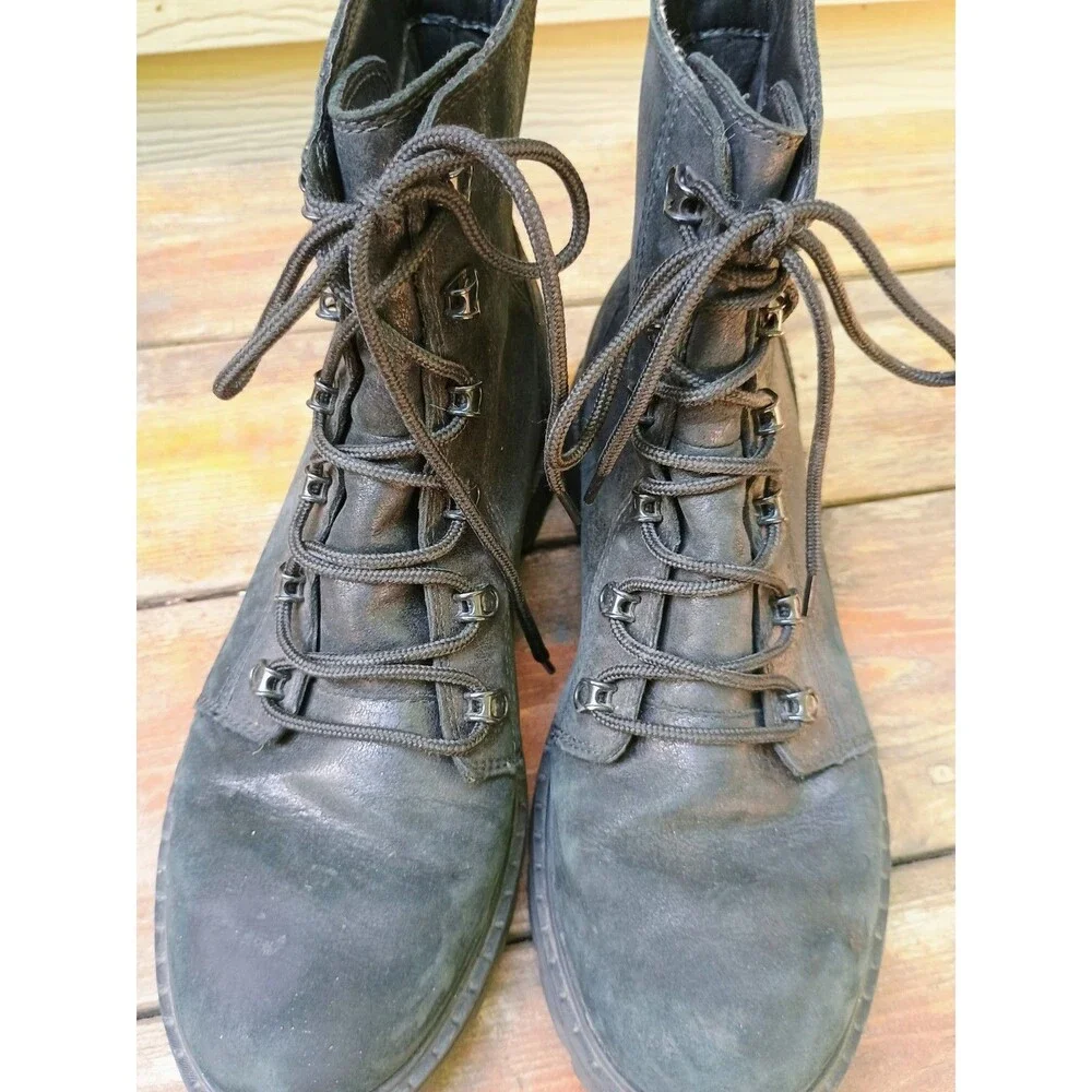 Sorel Women’s Lennox Lace-up Moto Combat Boots, Black Waterproof Leather Size 11